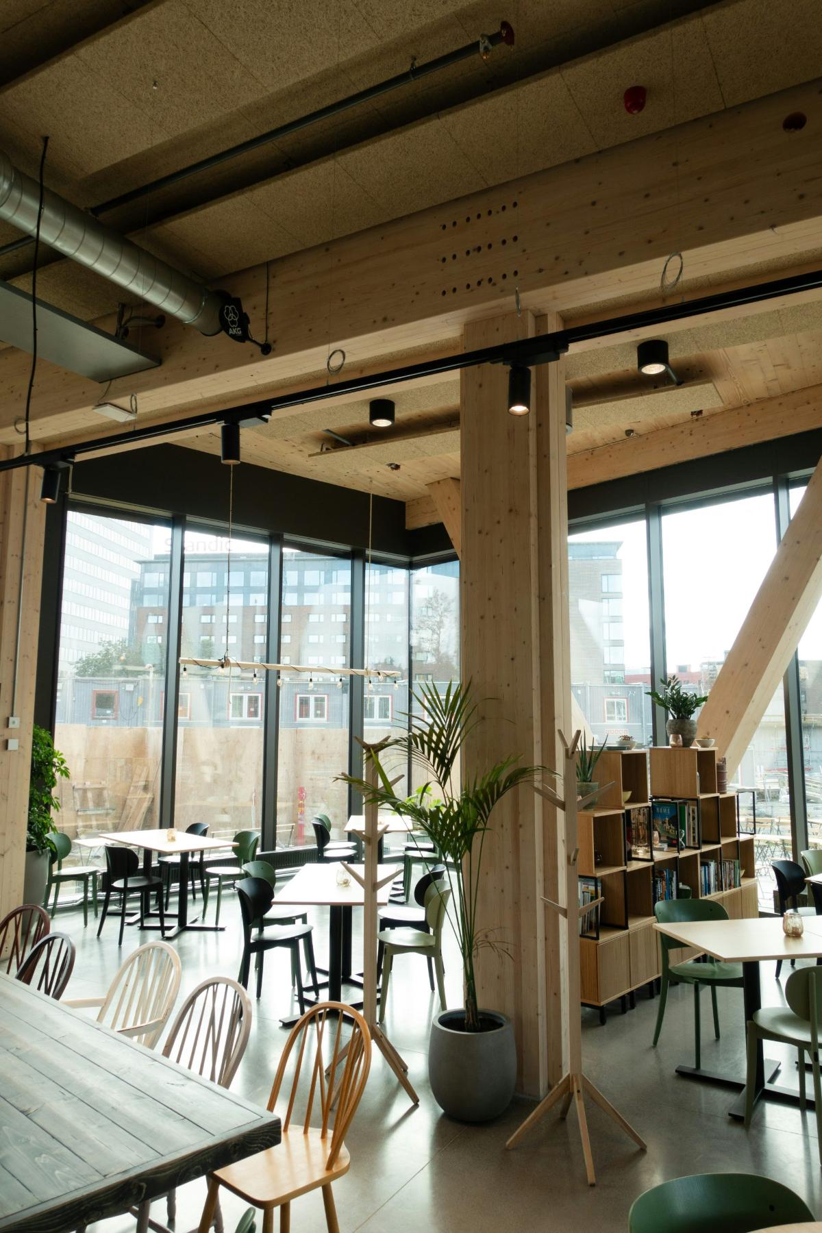 Modern, bright café or workspace interior